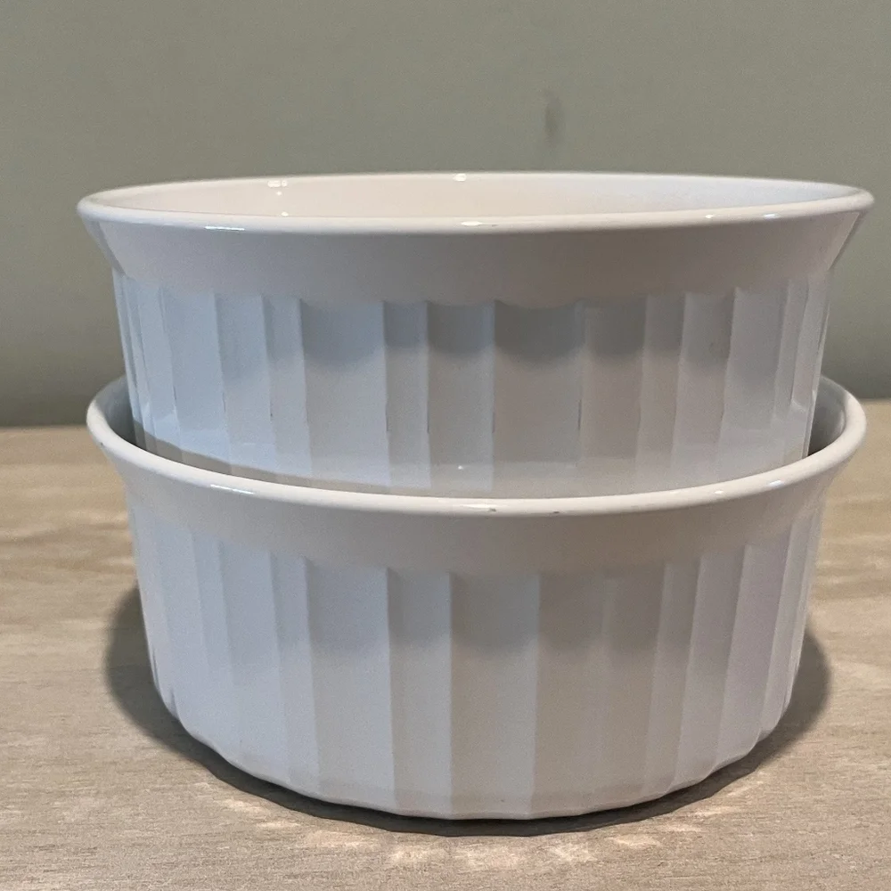 Set of 2 French White CorningWare F-16-B Great Vintage Condition From 19…